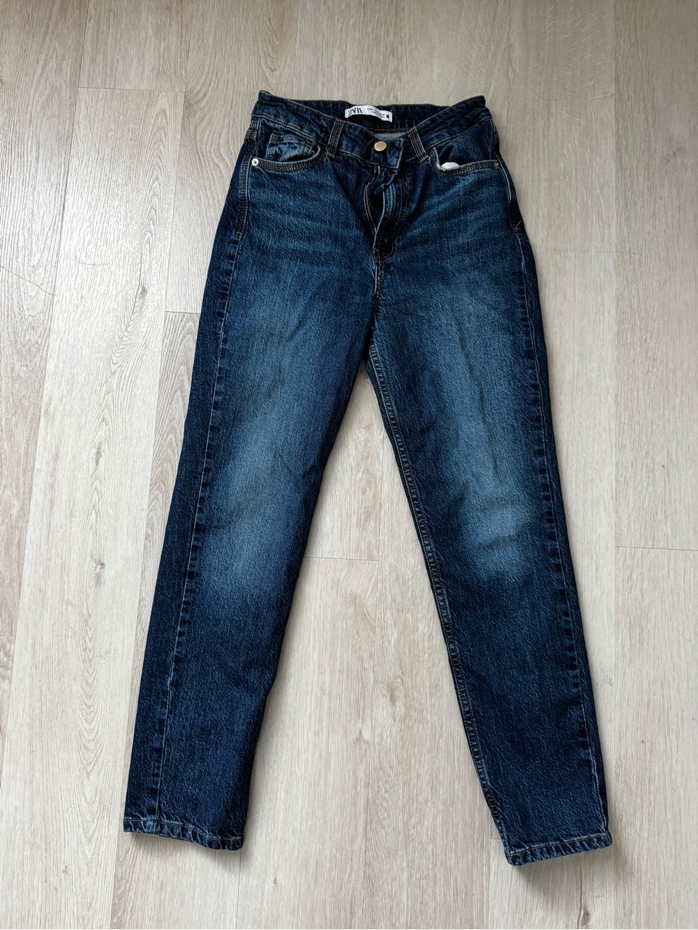 Zara Skinny Dark Blue women Jeans with Brown Patch - Picture 2 of 8